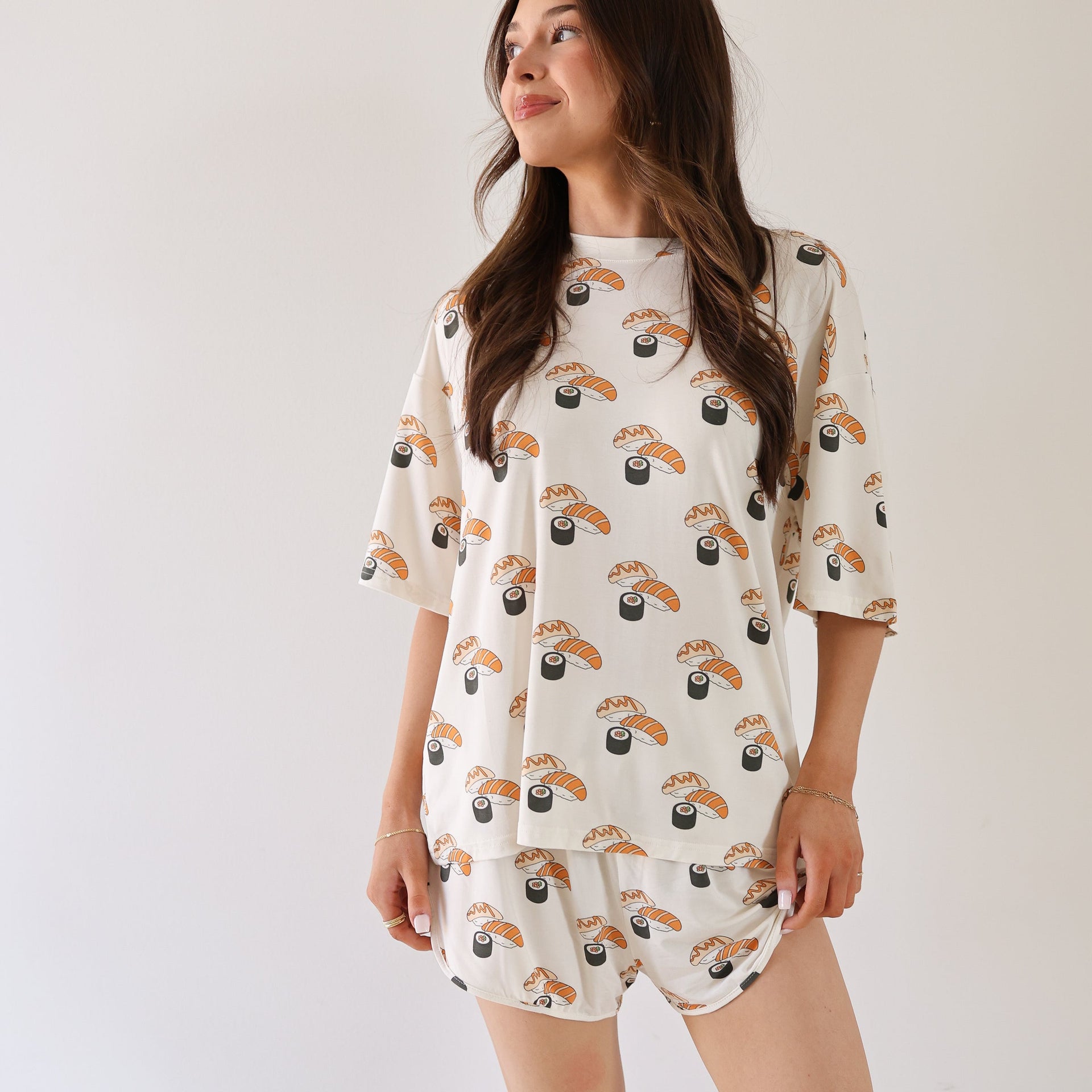 Women's Sushi Print Bamboo Short Set Loungewear - Image 4