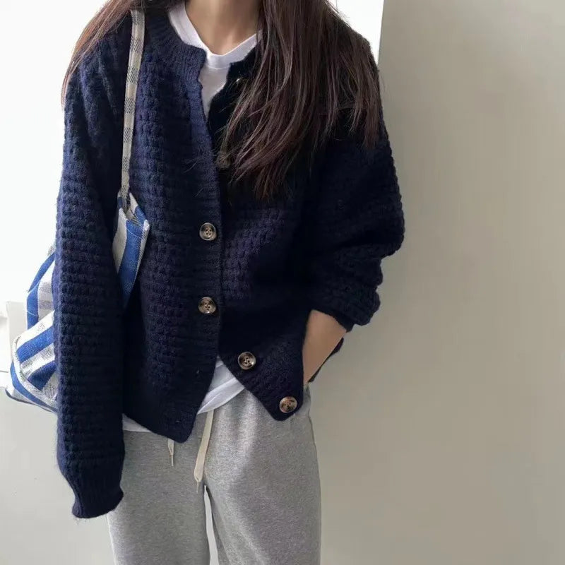 Women's Loose Single-Breasted Knit Cardigan Sweater Coat - Image 9