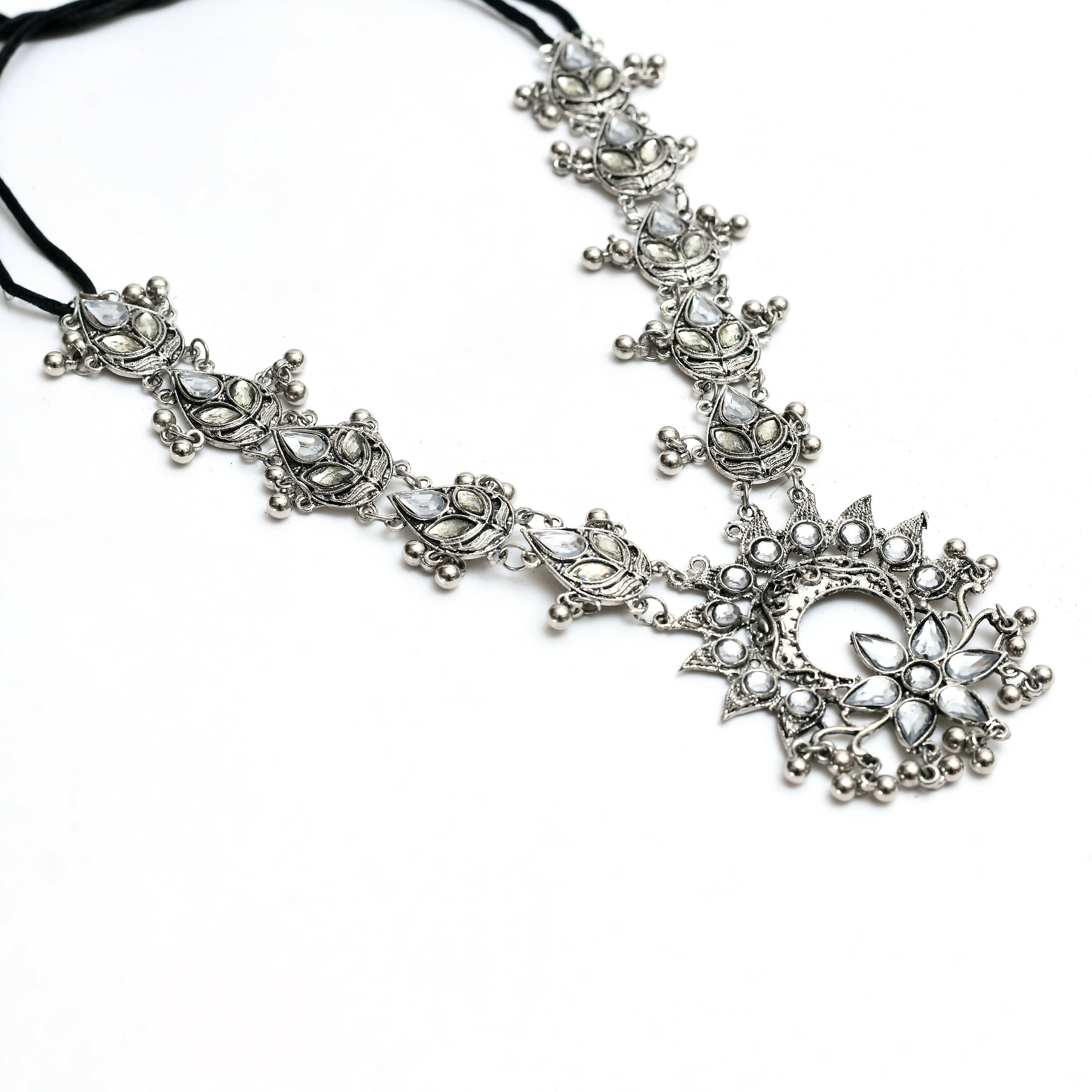 Oxidised Silver-Plated Brass Finish Rani Haar Necklace
