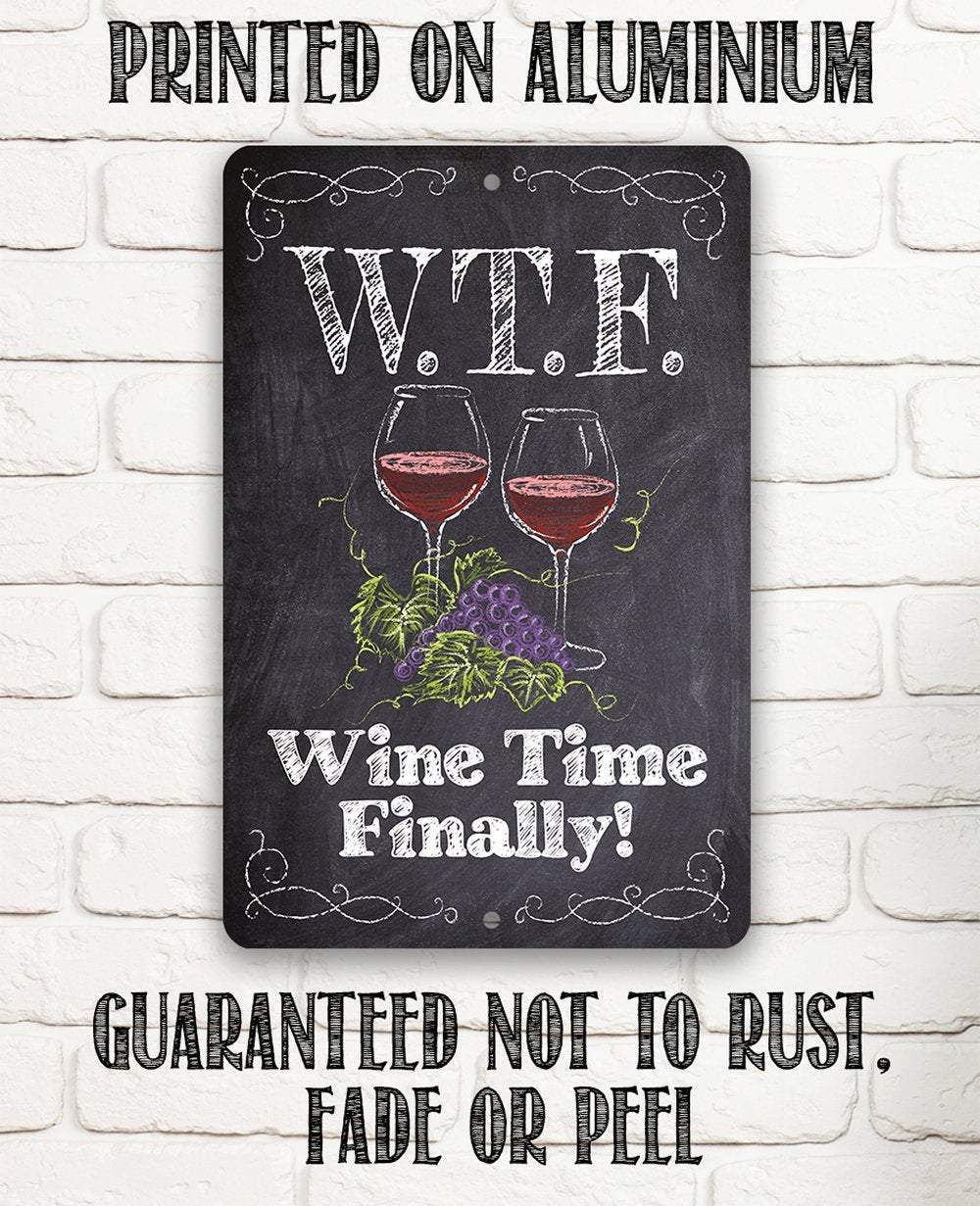 WTF Wine Time Finally Metal Sign Chalkboard Style Wall Decor - Image 3