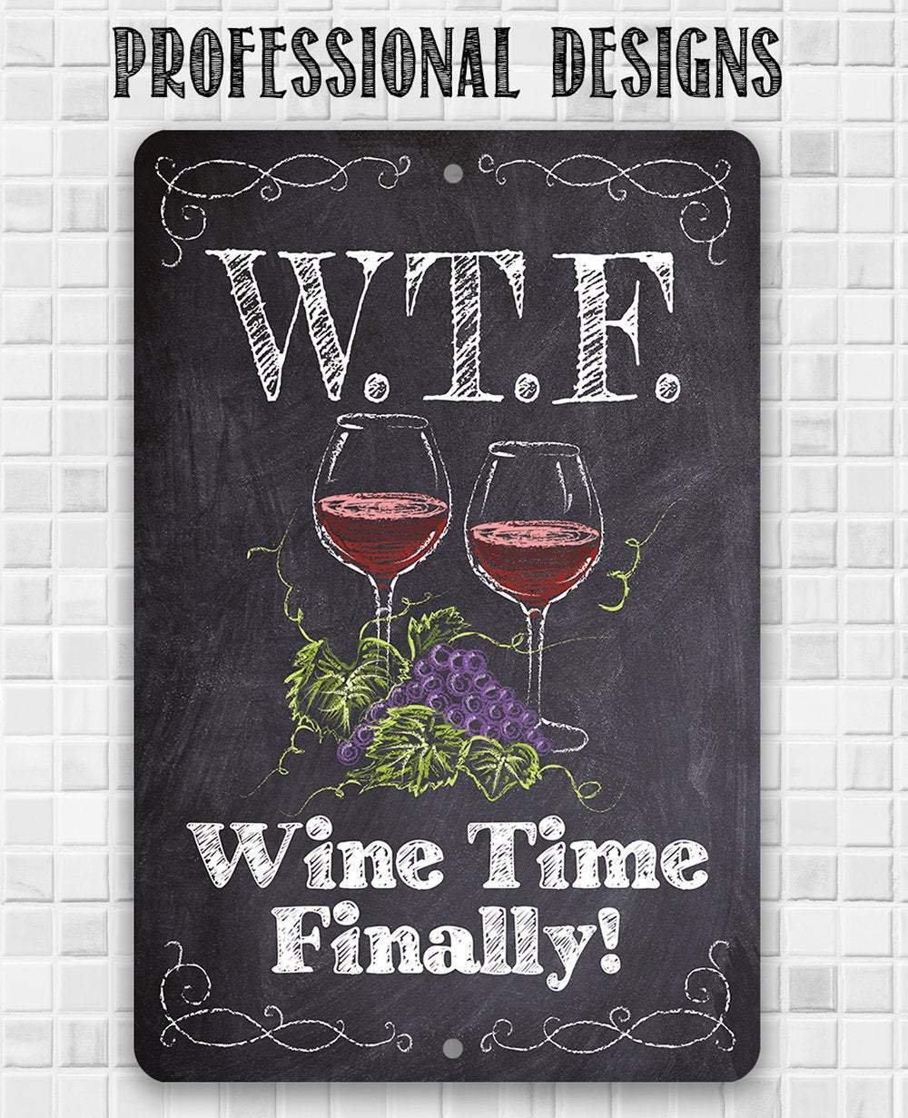 WTF Wine Time Finally Metal Sign Chalkboard Style Wall Decor - Image 9