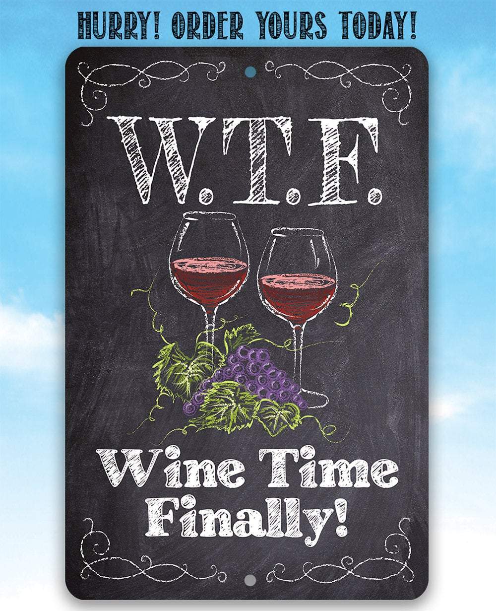 WTF Wine Time Finally Metal Sign Chalkboard Style Wall Decor - Image 6
