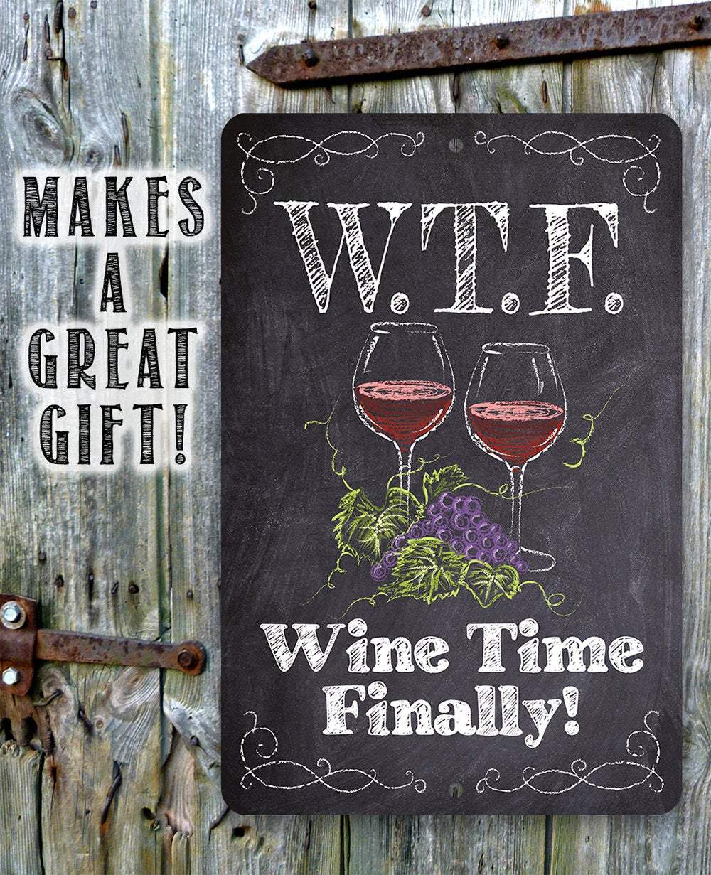 WTF Wine Time Finally Metal Sign Chalkboard Style Wall Decor - Image 8