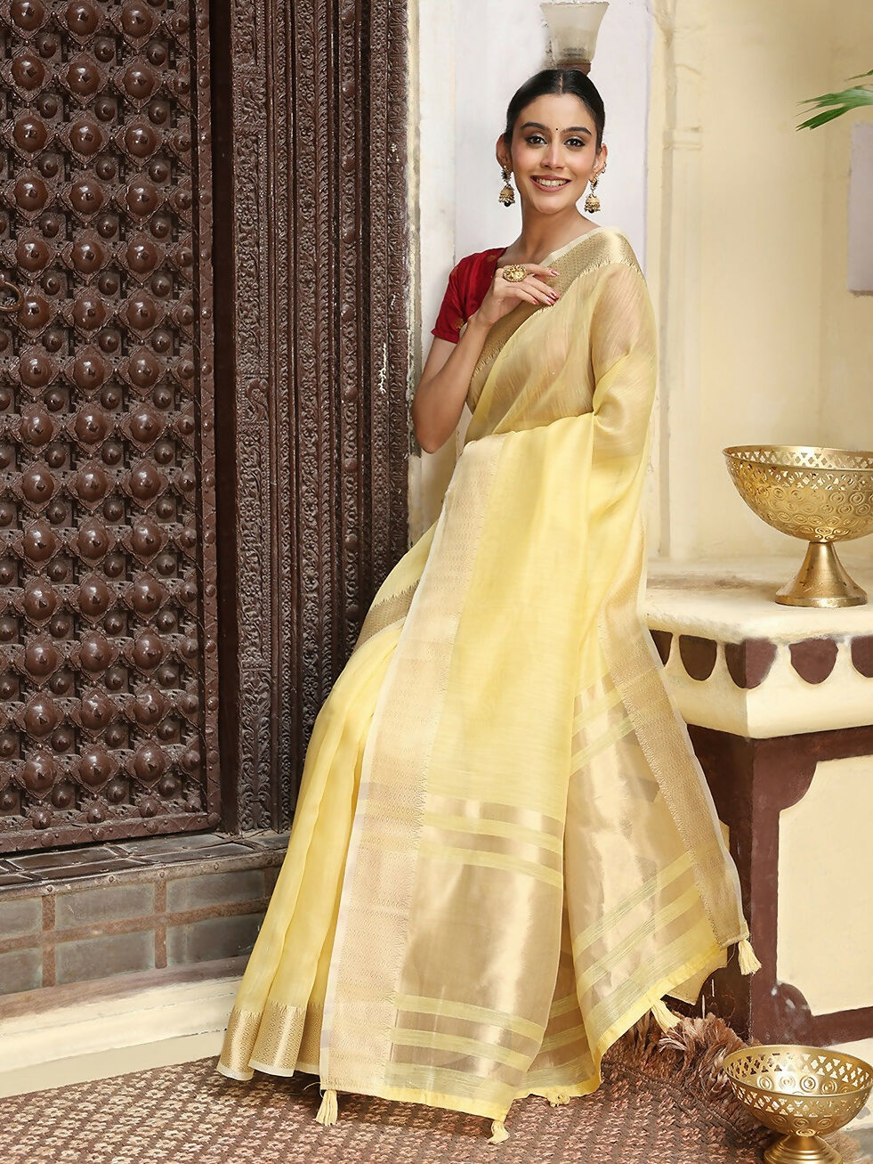 Shree Shyam Fashion Yellow Cotton Saree