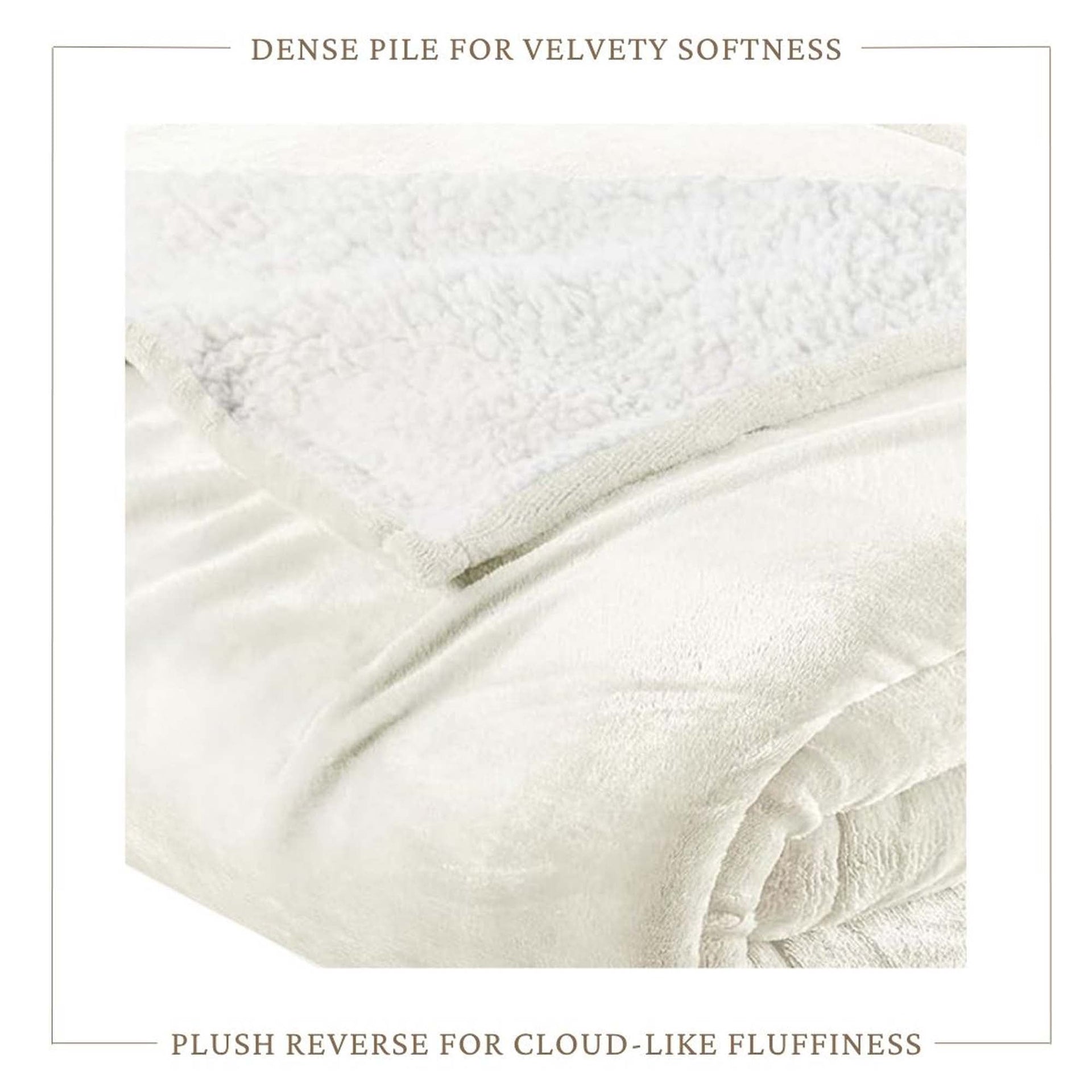 White Velvet Plush Sherpa Reversible Bed Blanket Ultra Soft - Image 10