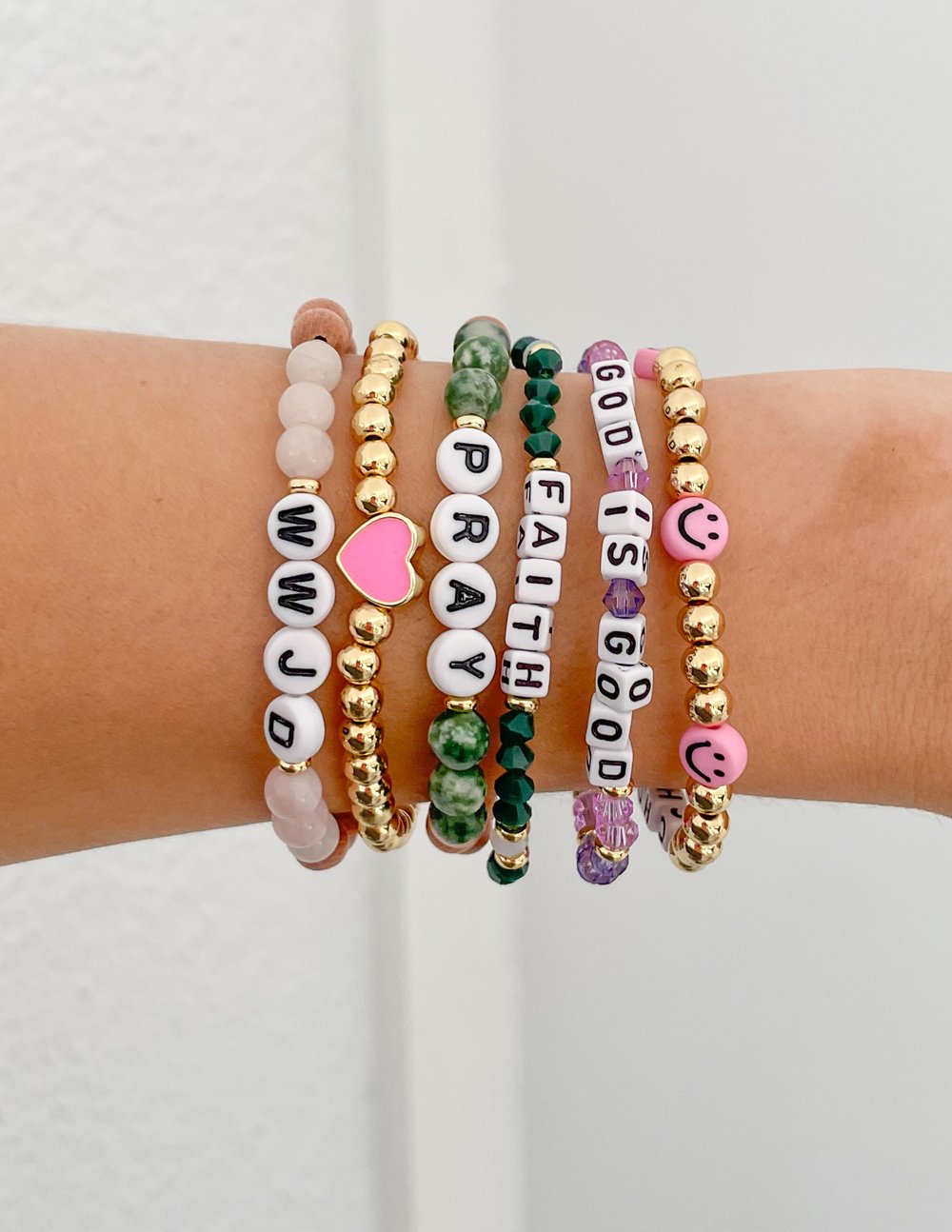 WWJD Wooden Bead Bracelet with White Lettering - Image 2