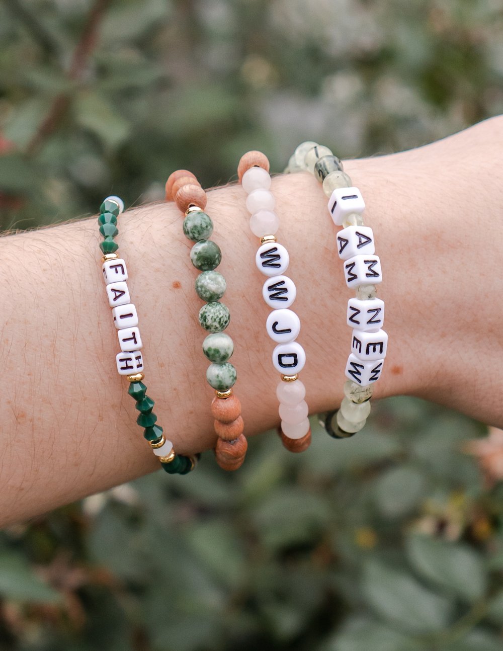 WWJD Wooden Bead Bracelet with White Lettering - Image 3