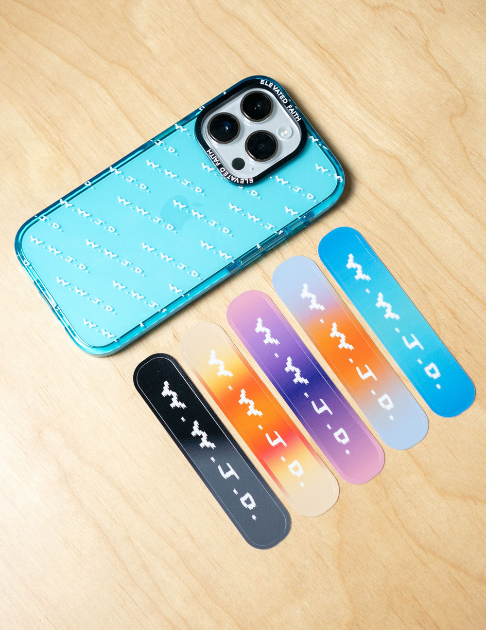 WWJD Gradient Sticker Pack with 5 Unique Colorful Designs