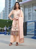 Off white linen kurta set featuring digital prints and foil work