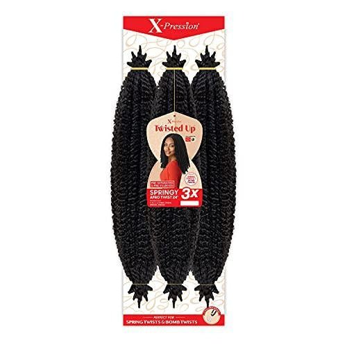X-Pression Twisted Up 3X Springy Afro Twist 24 inch crochet braids in 2T1B/425 color