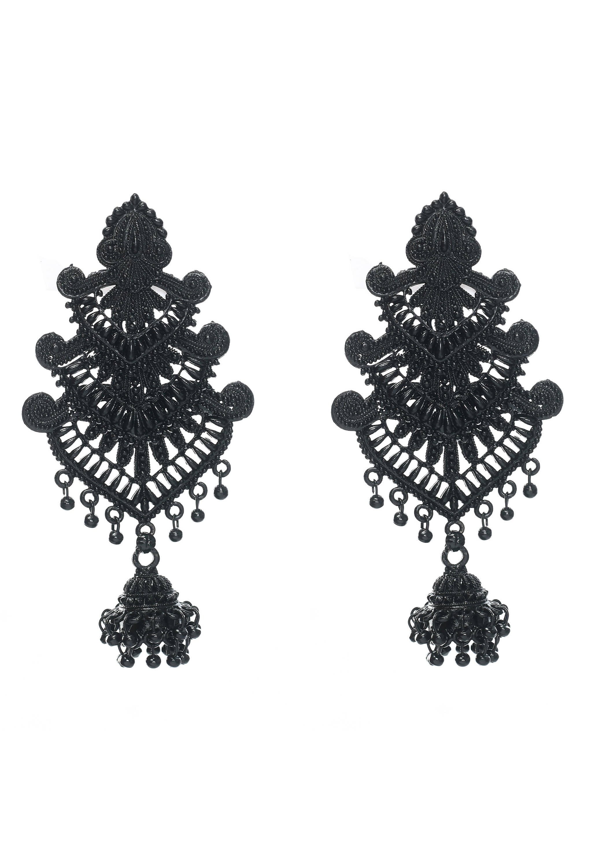 Johar Kamal elegant black earrings for women, perfect for party or casual wear