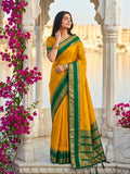 Beautiful yellow silk blend saree perfect for festive occasions