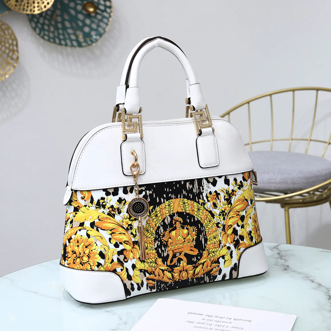 Women's Floral Handbag - Crossbody Shoulder Bag