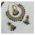 Exquisite maroon and green stone work necklace set by Dista for ethnic occasions