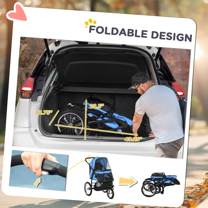 3 Wheels Pet Stroller for Small Dogs and Medium Dogs