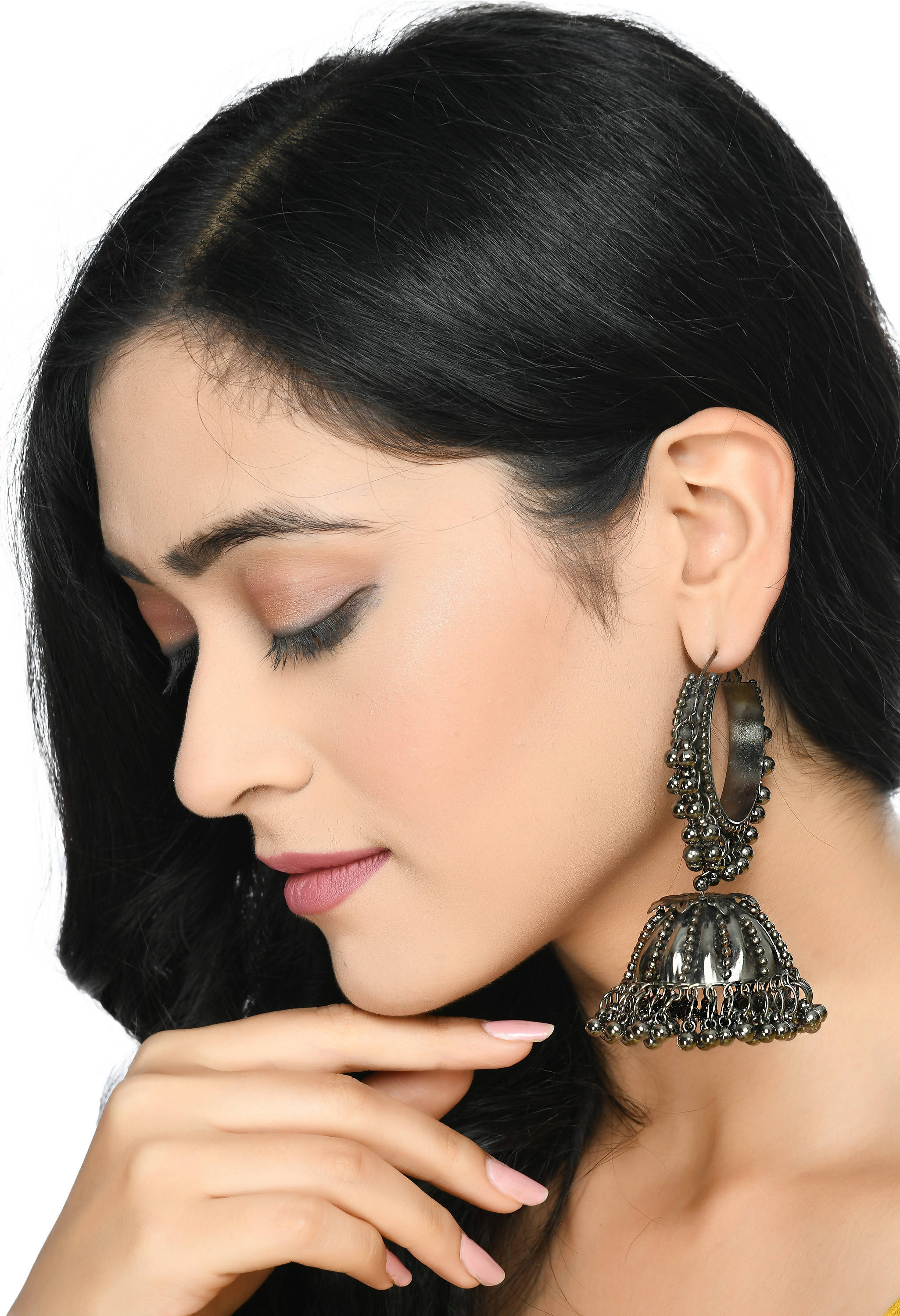 Oxidised Black-Plated Ghungroo Jhumka Earrings for Casual & Party