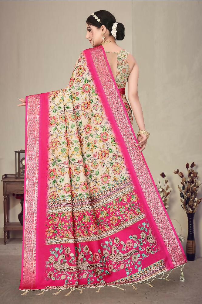 Multi Heavy Rich Cotton Silk Digital Print & Jacquard Saree