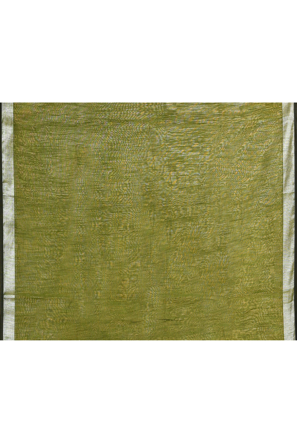 Moss Green Cotton Blend Handloom Saree with Embellished Zari Border