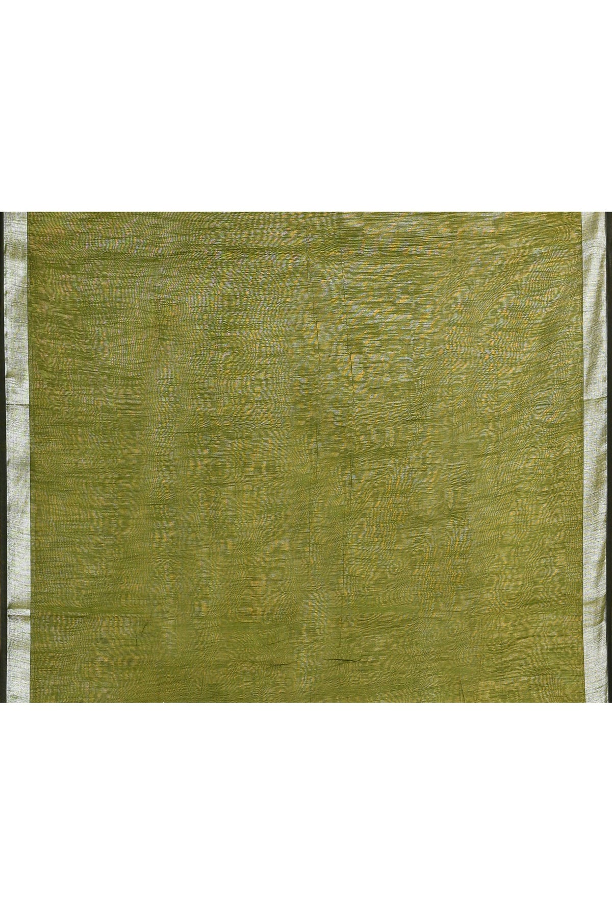 Moss Green Cotton Blend Handloom Saree with Embellished Zari Border