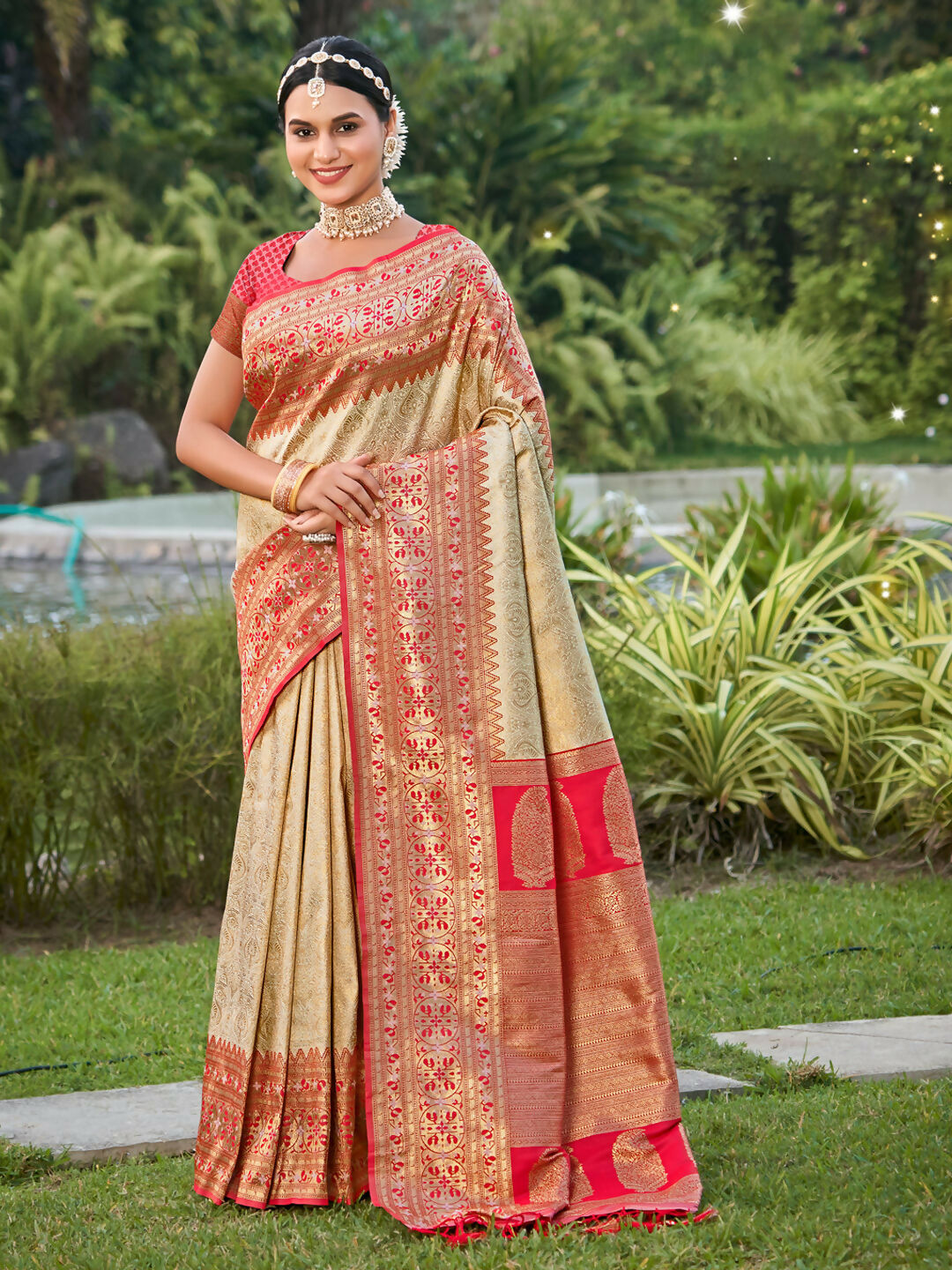 Shree Shyam Fashion Banarasi Silk White Saree