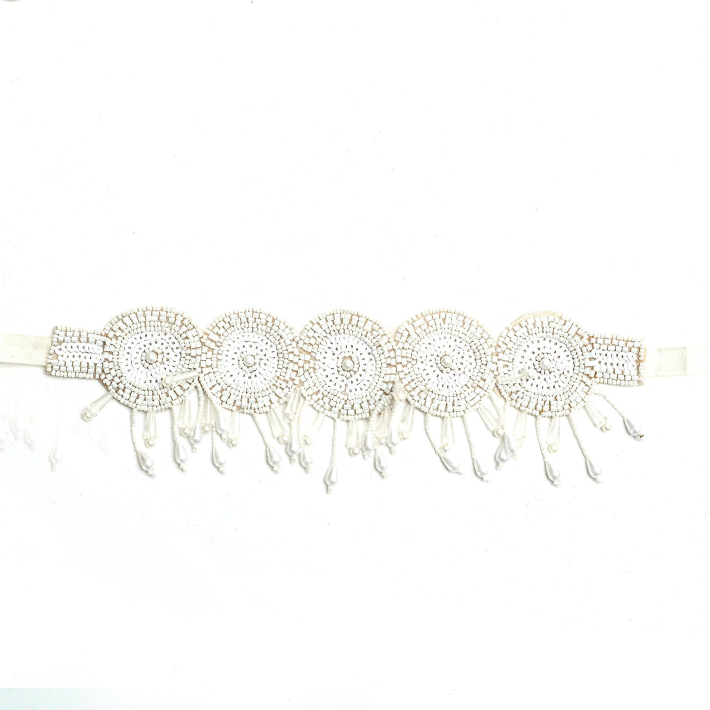 Johar Kamal Off White and Golden Pearl Choker Necklace Set
