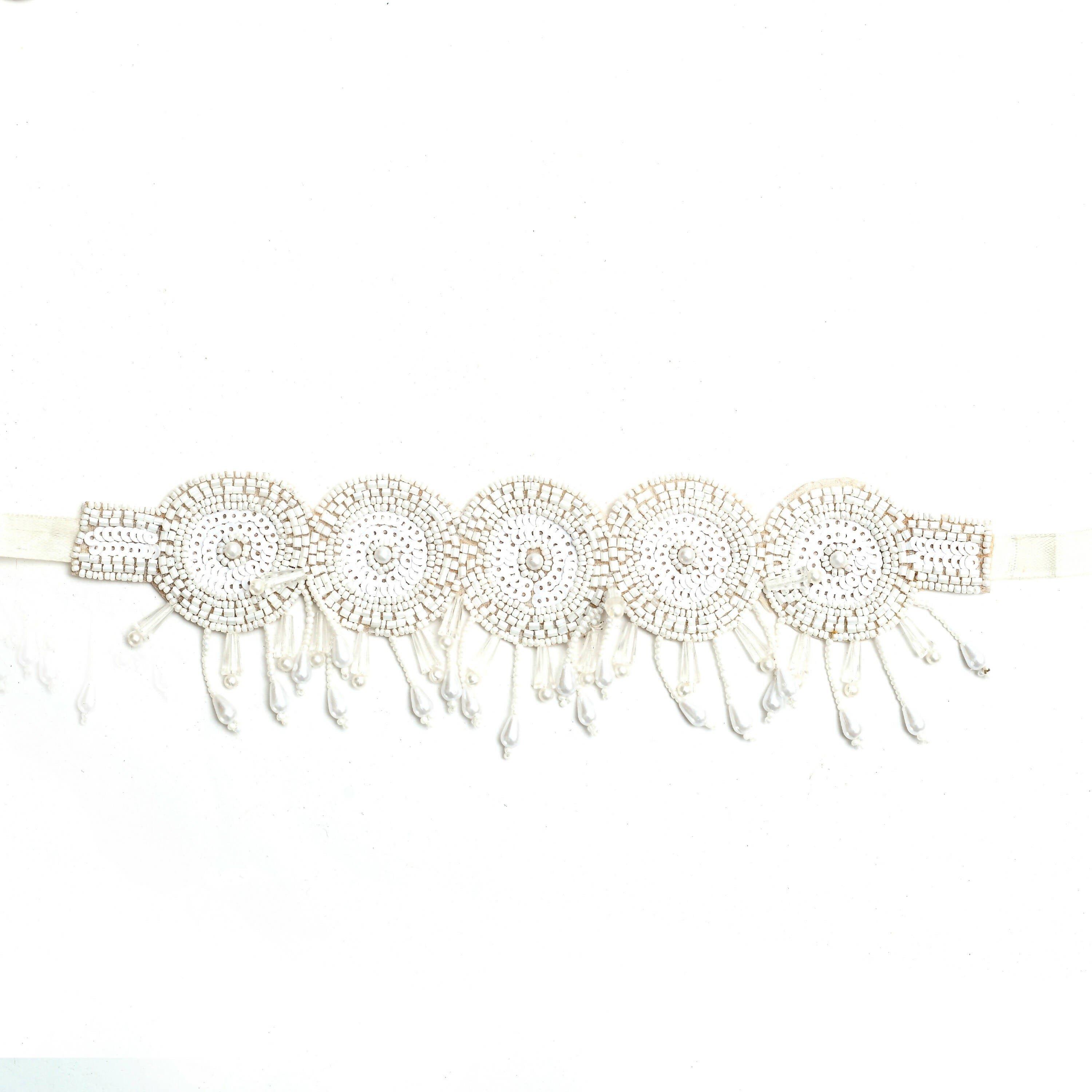 Johar Kamal Off White and Golden Pearl Choker Necklace Set