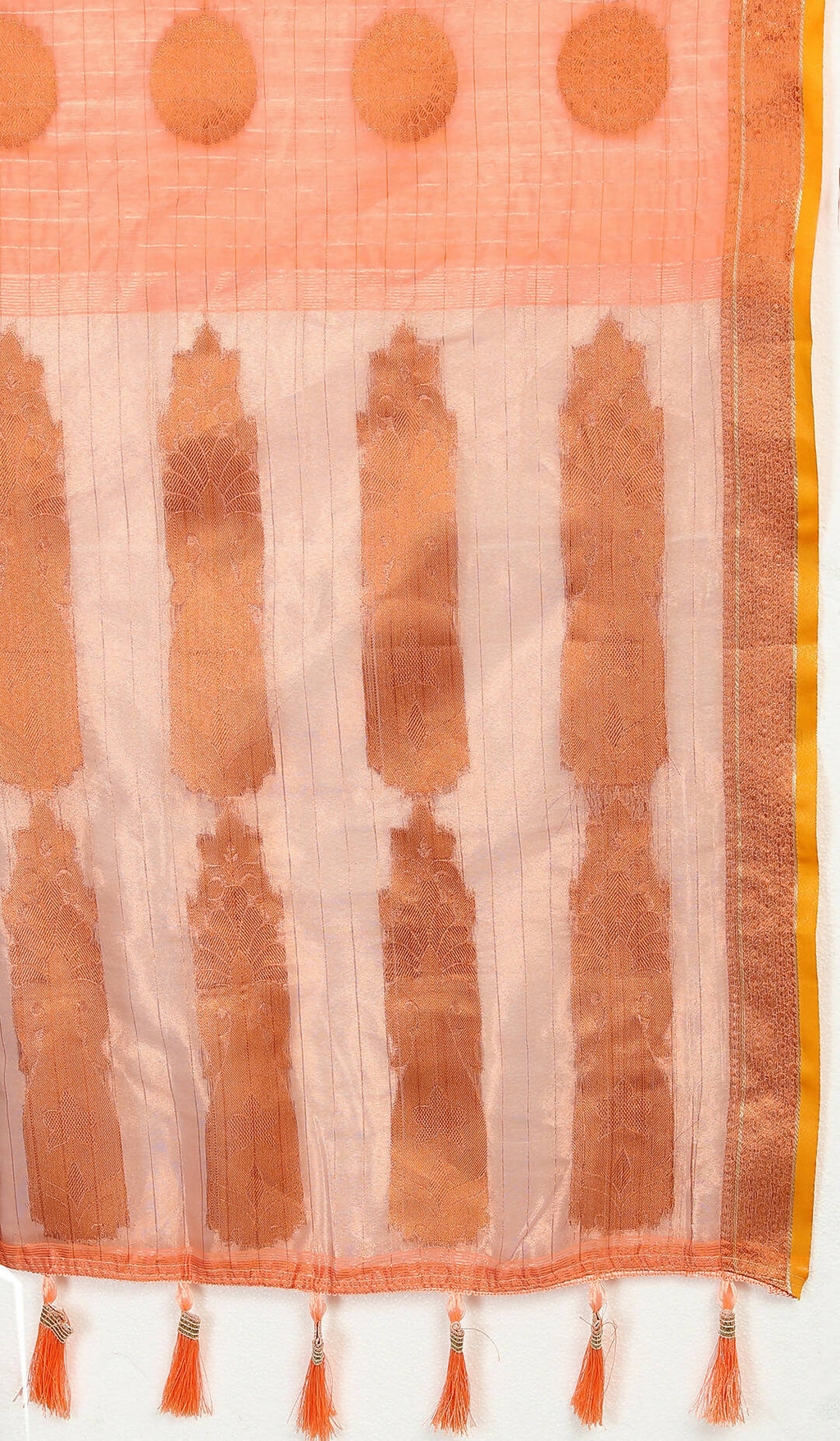 Peach Cotton Saree with Elegant Woven Zari Design