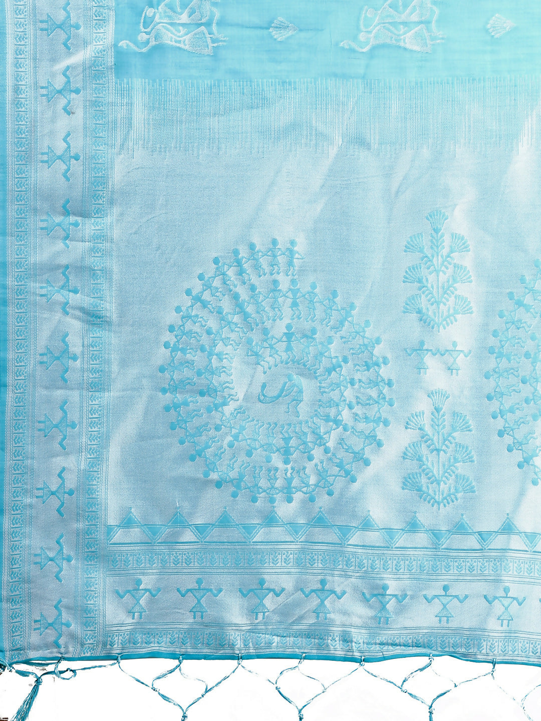 Varnika Sky Blue Linen Cotton Saree with Blouse Piece