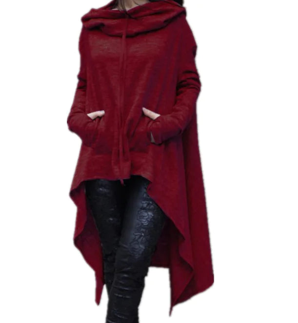Solid Color Long Hooded Sweatshirt