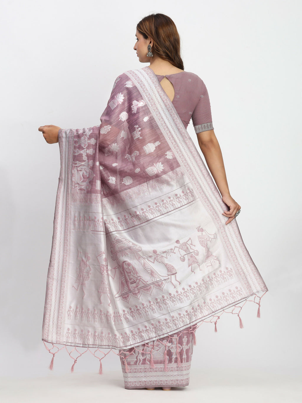 Sea Green Linen Cotton Saree with Matching Blouse