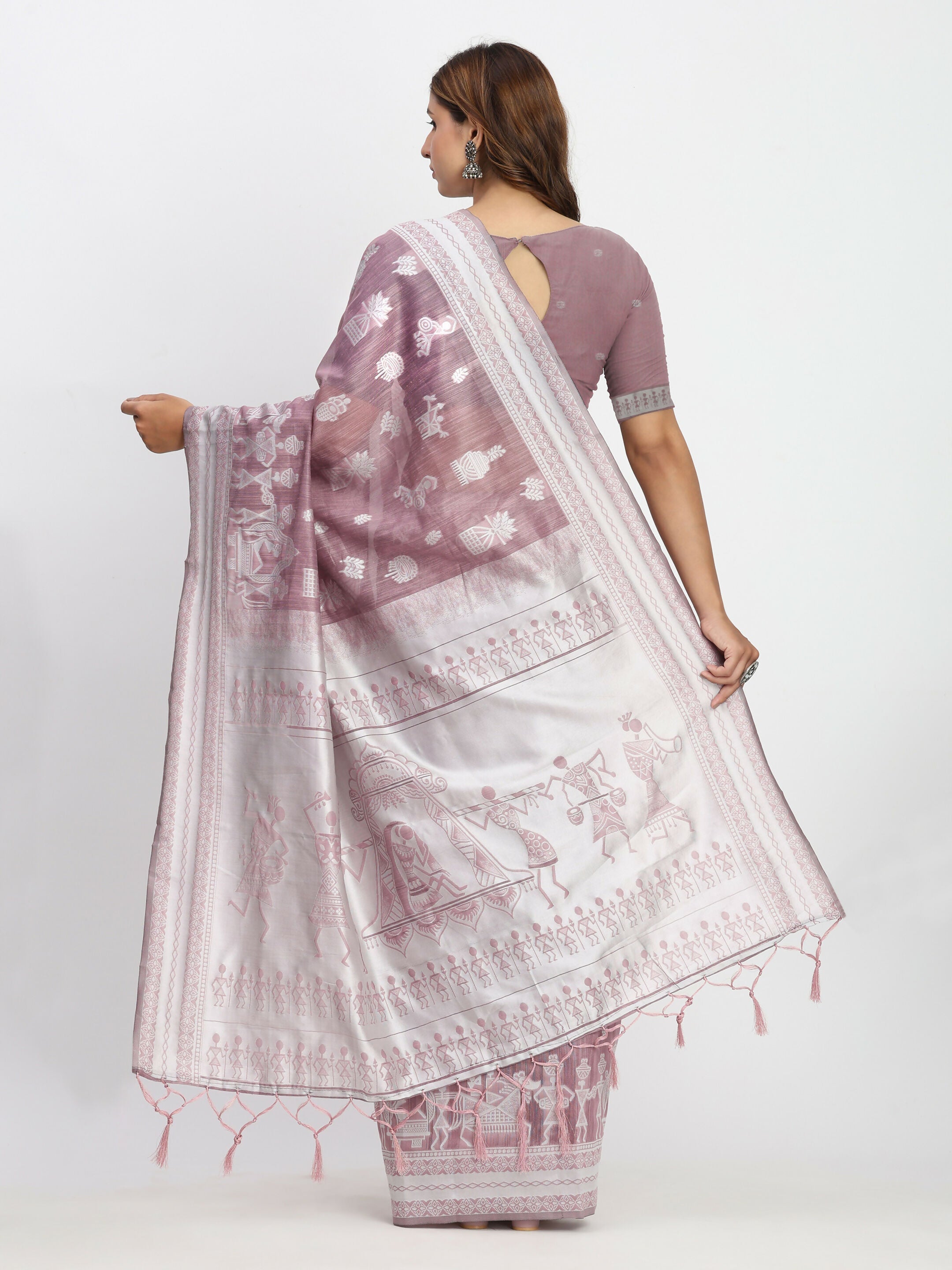 Sea Green Linen Cotton Saree with Matching Blouse