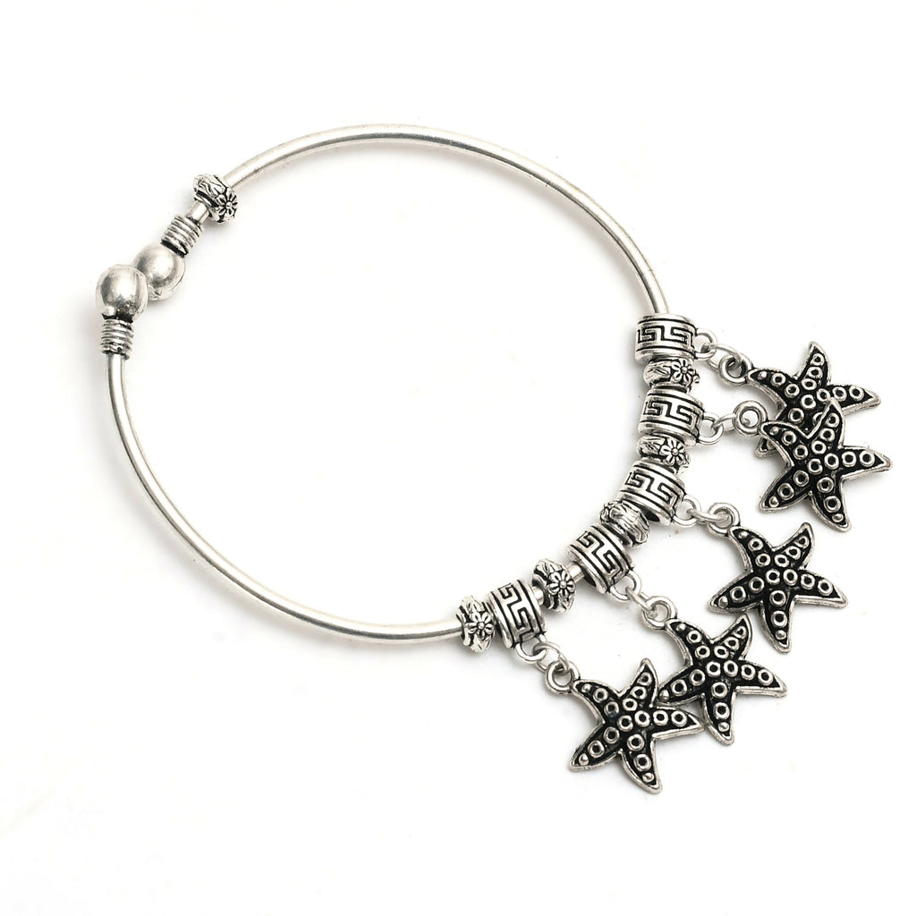 Oxidised Silver-Plated Stone Work Choker Necklace for Women
