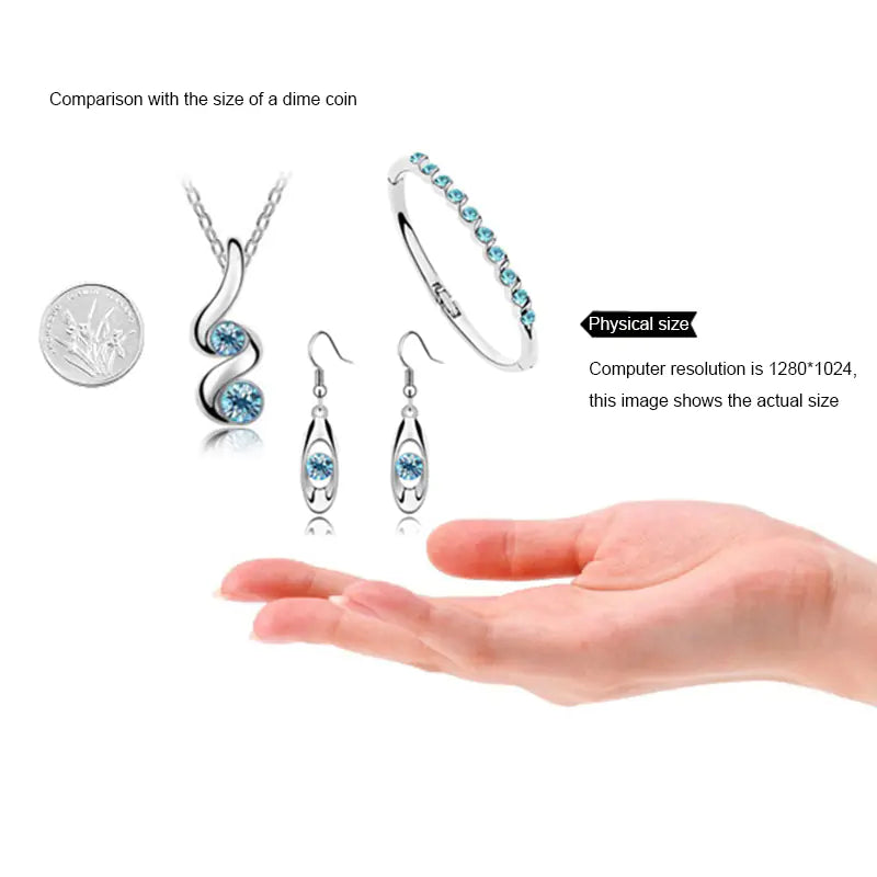 Snake-Shaped Oval Earrings and Necklace Set with Crystals