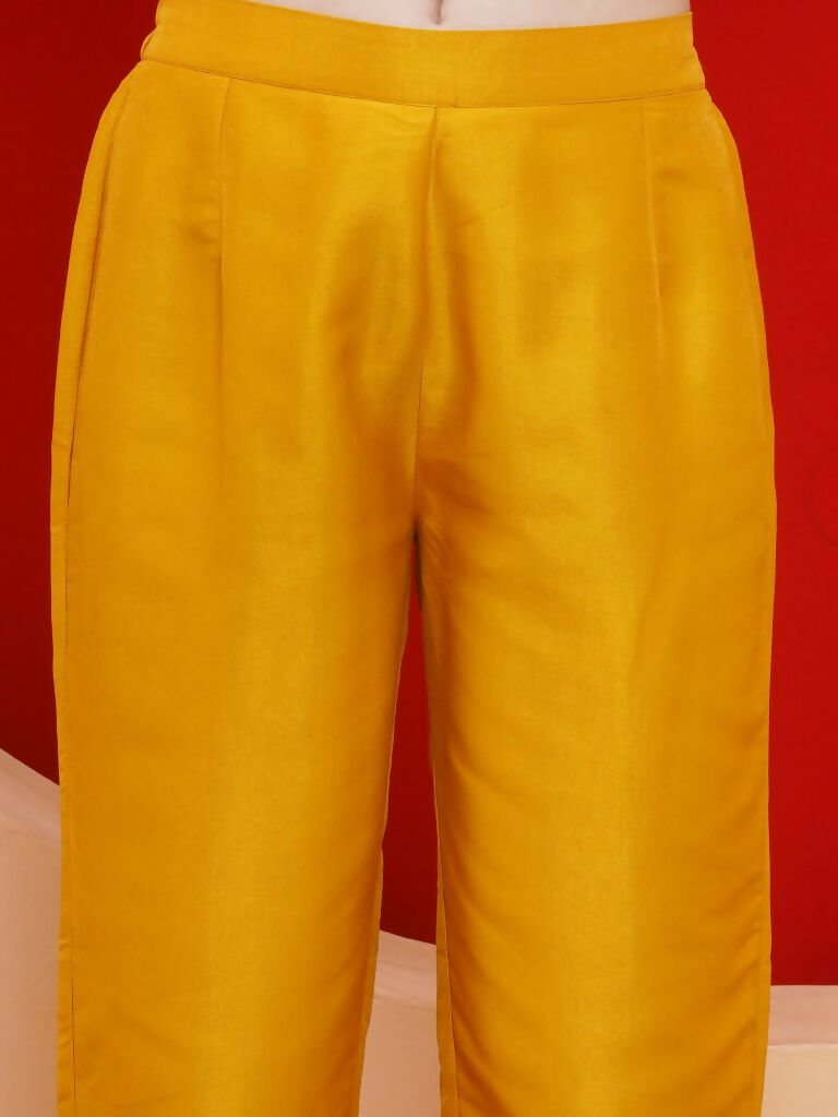 Yellow Kaftaan Set with Inner and Potli Bag - Bohemian Party Wear