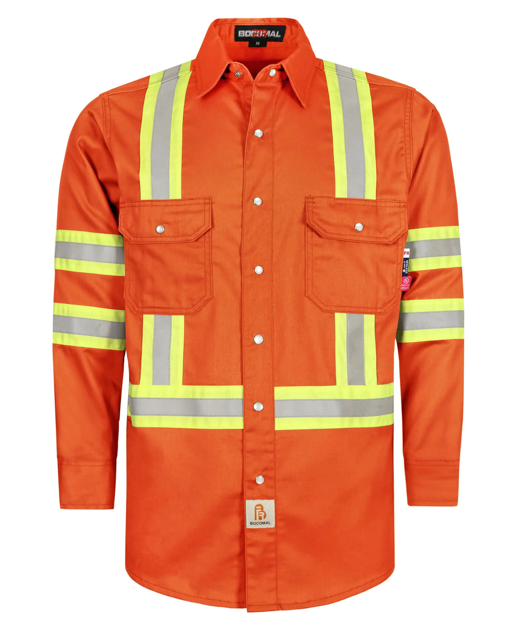 BOCOMAL FR Shirts for Men Hi Vis High Visibility 6.5oz Lightweight Type O Flame Resistant Refective Safety Shirt