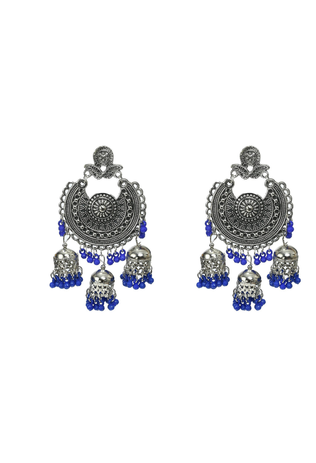 Silver Jhumka Earrings with Maang Tikka for Ethnic Occasions