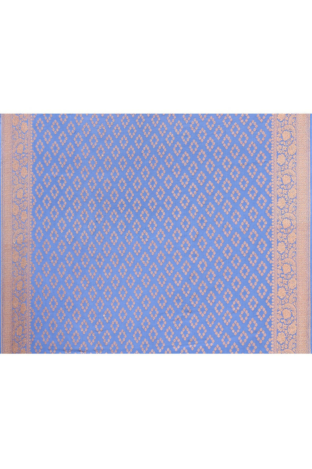 Dusty Blue Crepe Chiffon Pure Handloom Banarasi Silk Saree