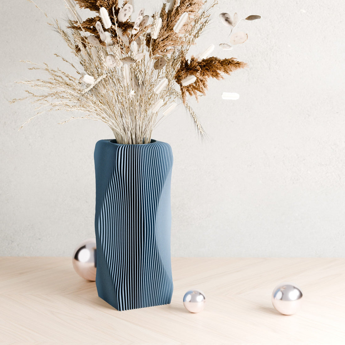 Xenova Olive Green Wavy Geometric Vase for Modern Home Decor - Image 3