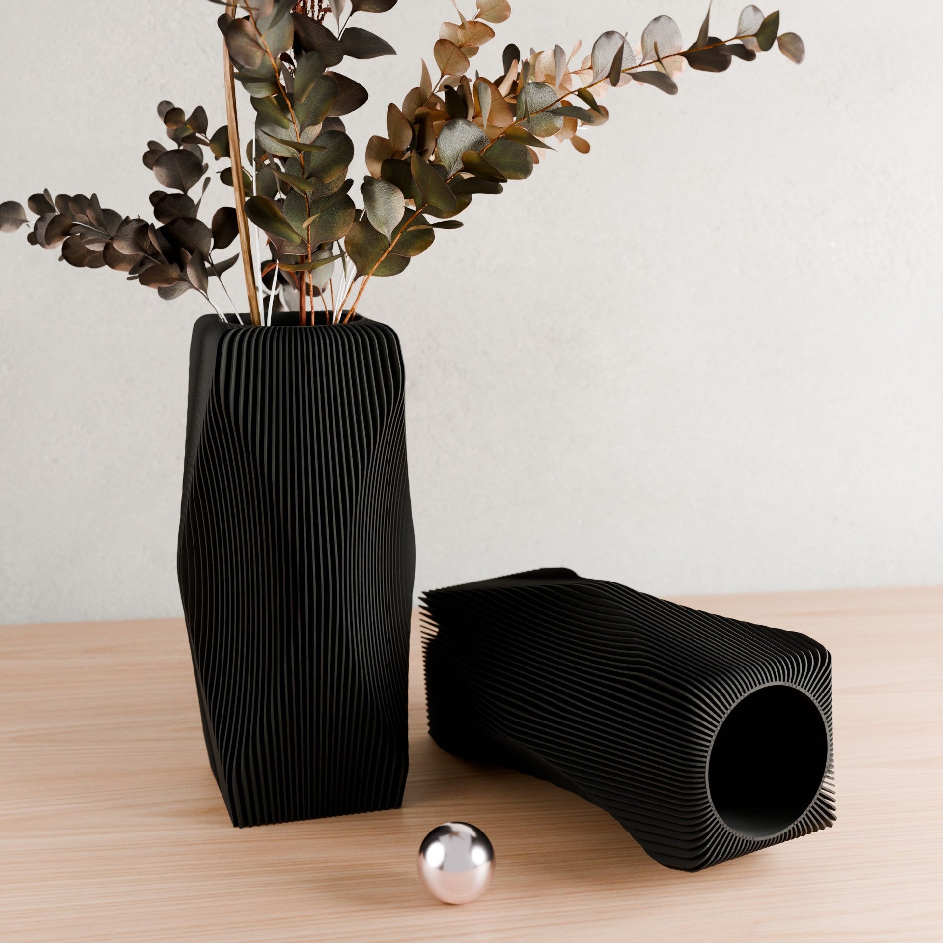 Xenova Olive Green Wavy Geometric Vase for Modern Home Decor - Image 7