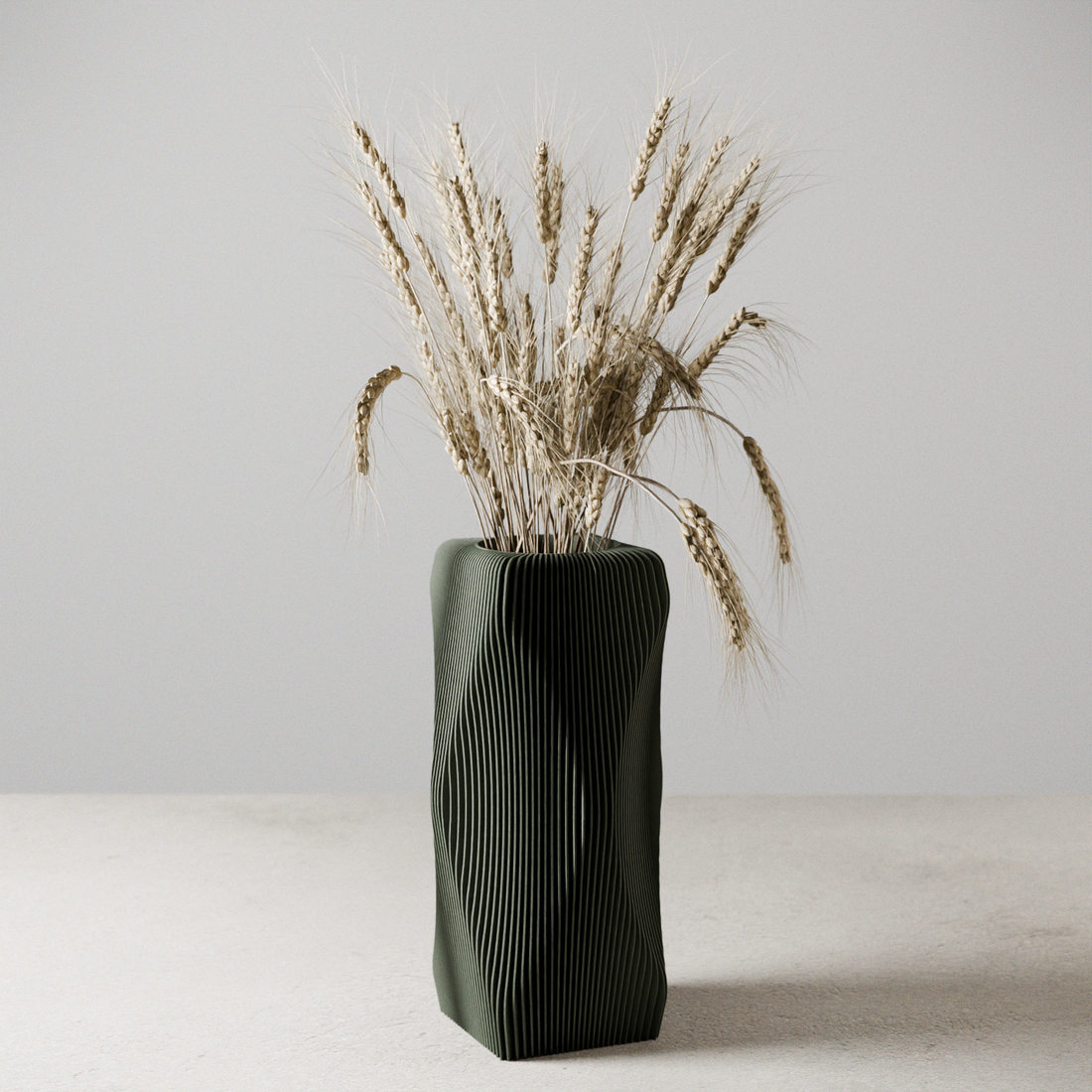 Xenova Olive Green Wavy Geometric Vase for Modern Home Decor - Image 2