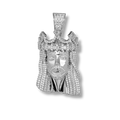 Moissanite Iced King Crown Jesus Head Piece Pendant - 925 Sterling Silver
