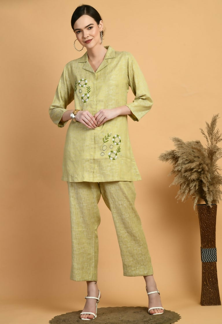 Comfortable light green 2-piece cotton kurta set