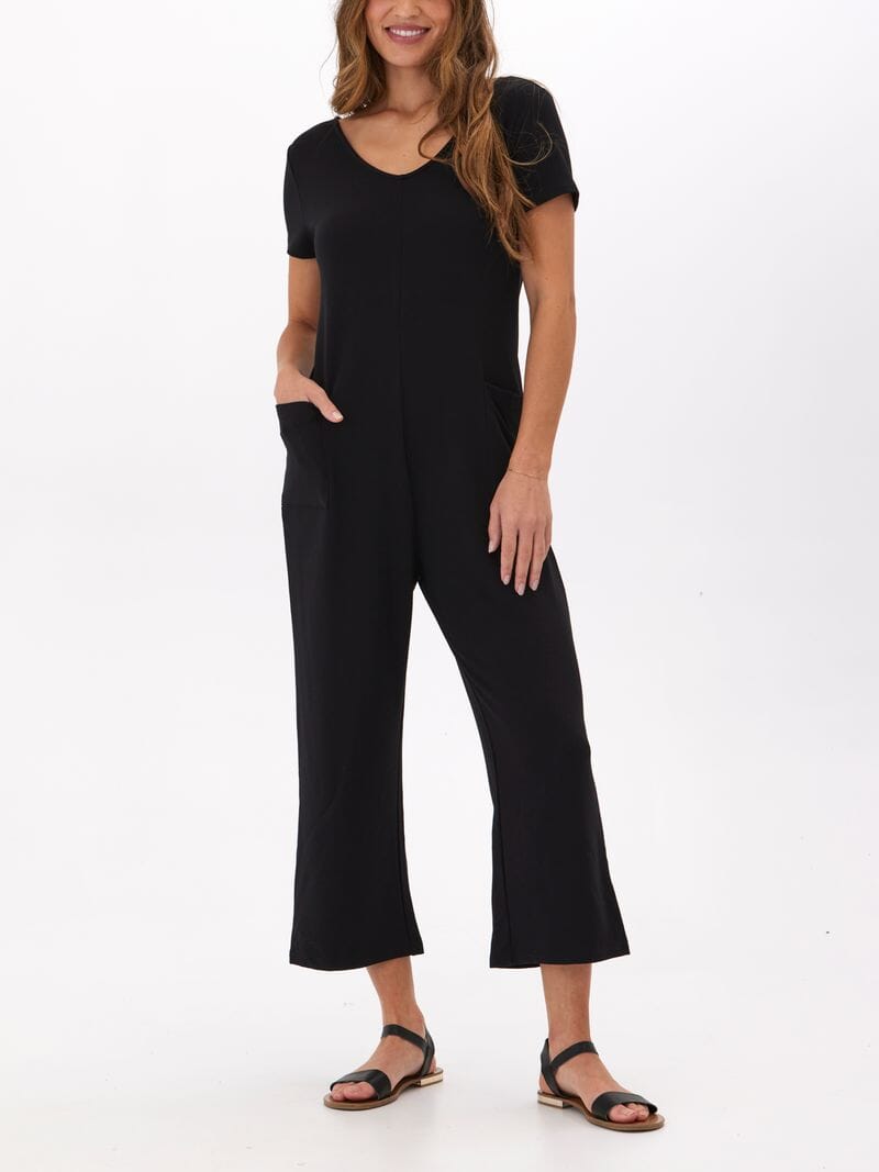 Modal Terry Short Sleeve Jumpsuit for Women - Versatile Fall Style