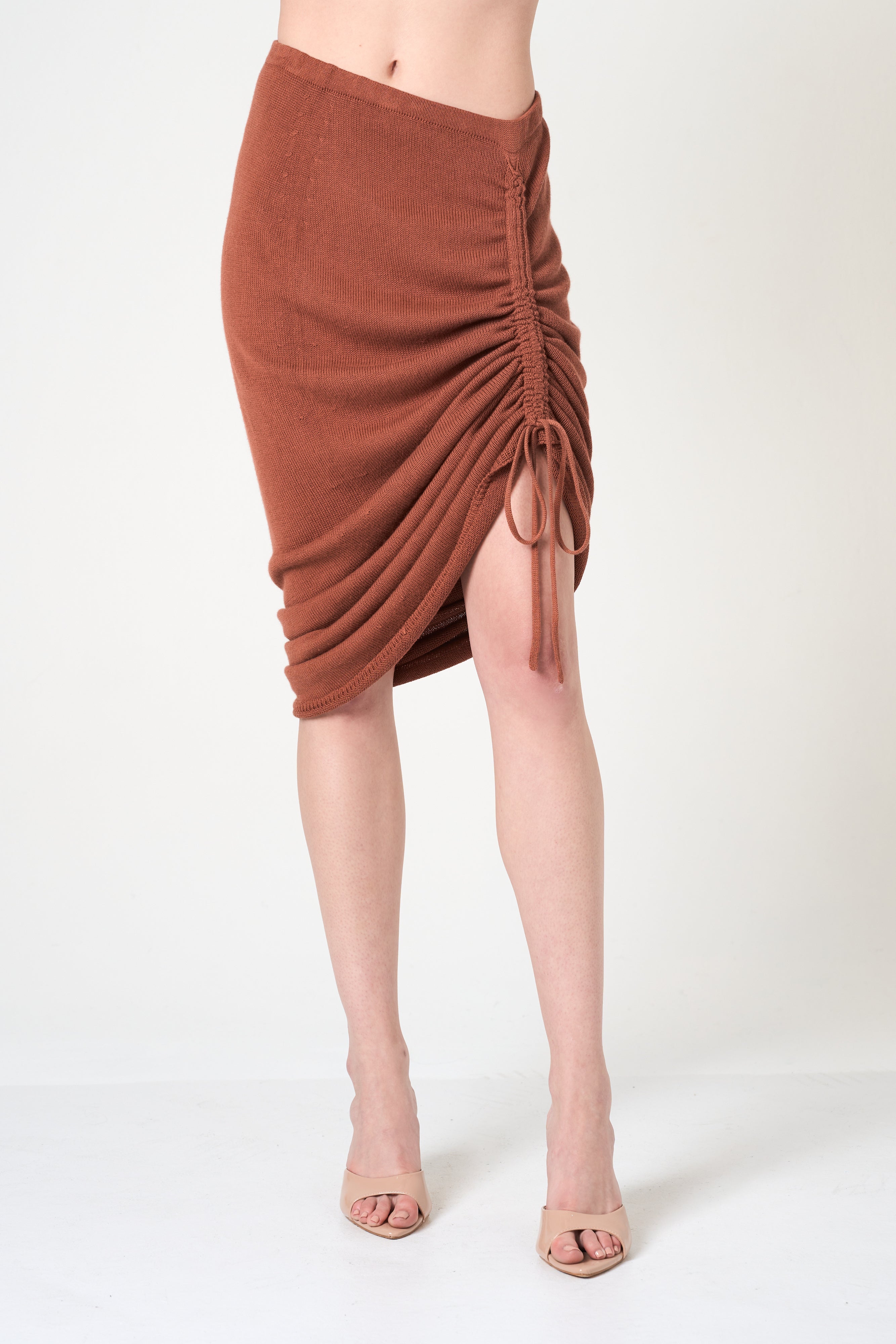 Midi Pencil Skirt in Brick