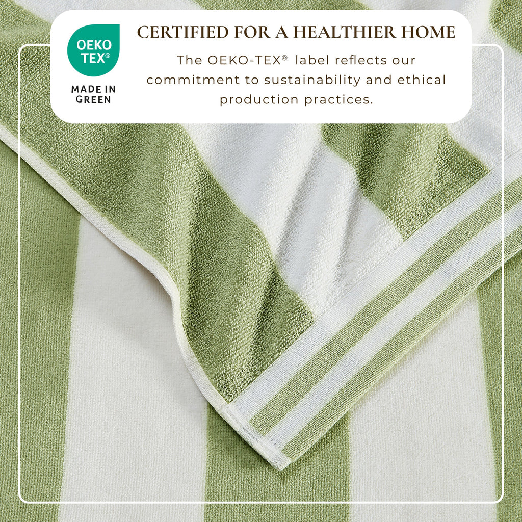 Striped Cabana Beach Towel 100% Cotton Ultra-Soft Pool Towel