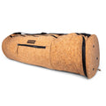 XL cork yoga mat bag in natural tan with black hardware and nylon accents