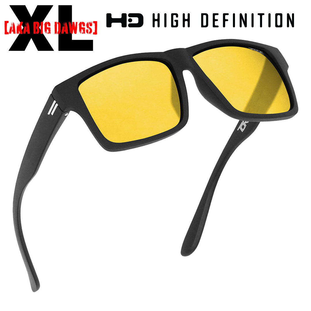 HD Extra Large yellow lens polarized night driving sunglasses with durable flex frames.