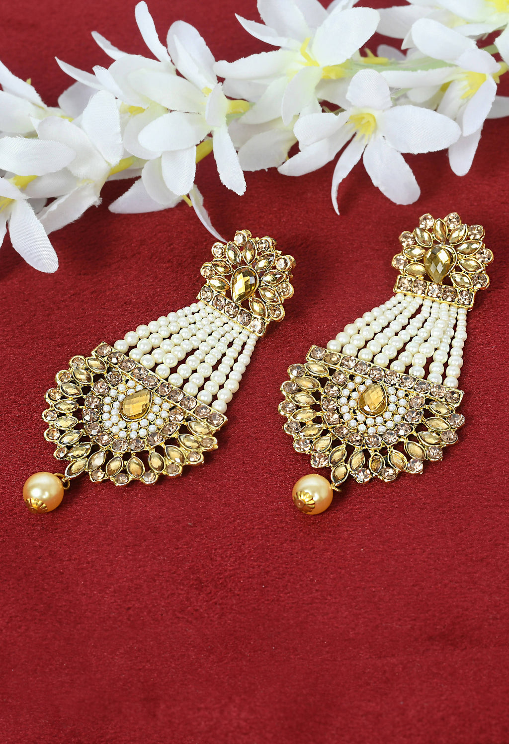 Johar Kamal Kundan and Pearl Work Ethnic Earrings