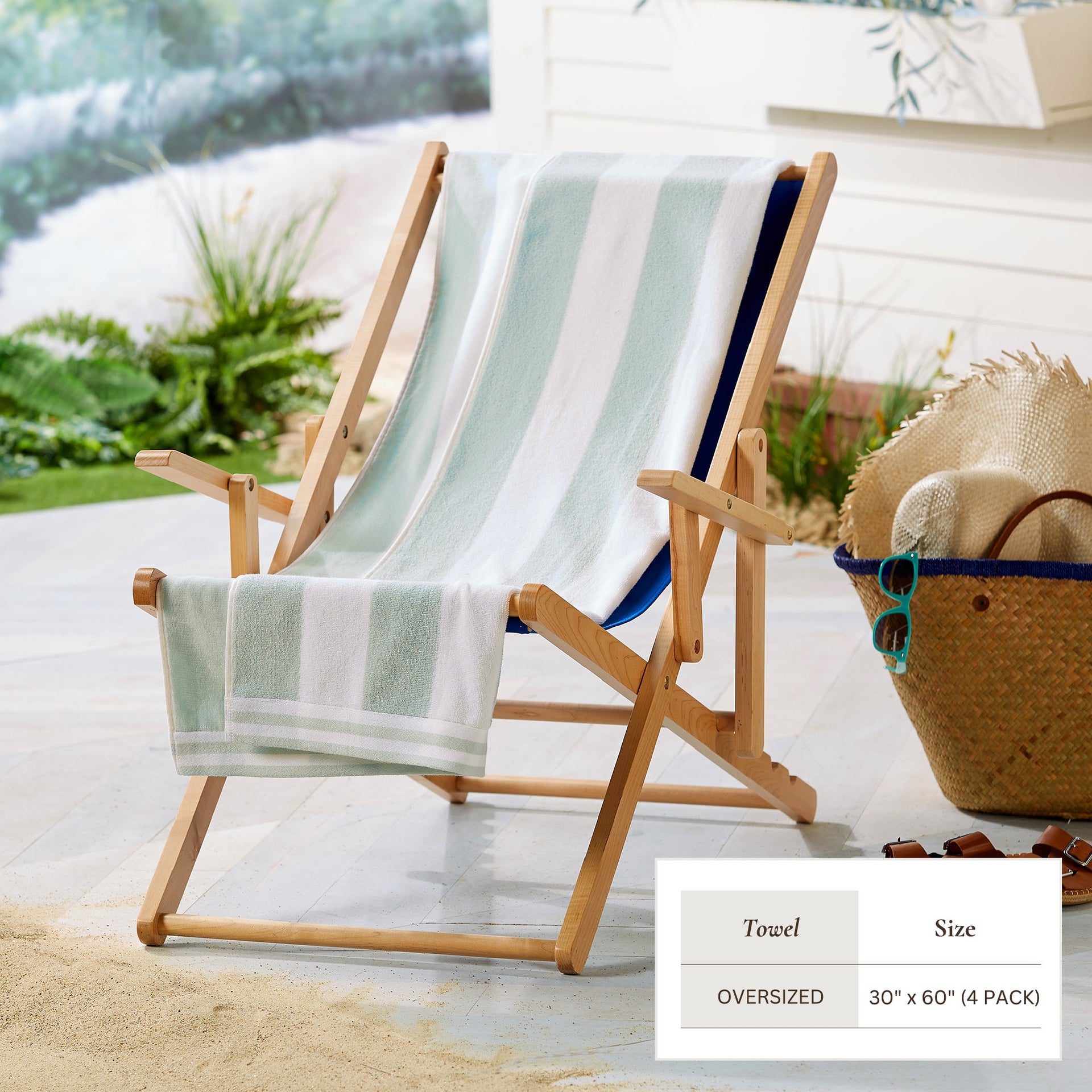 Striped Cabana Beach Towel 100% Cotton Ultra-Soft Pool Towel - Image 41