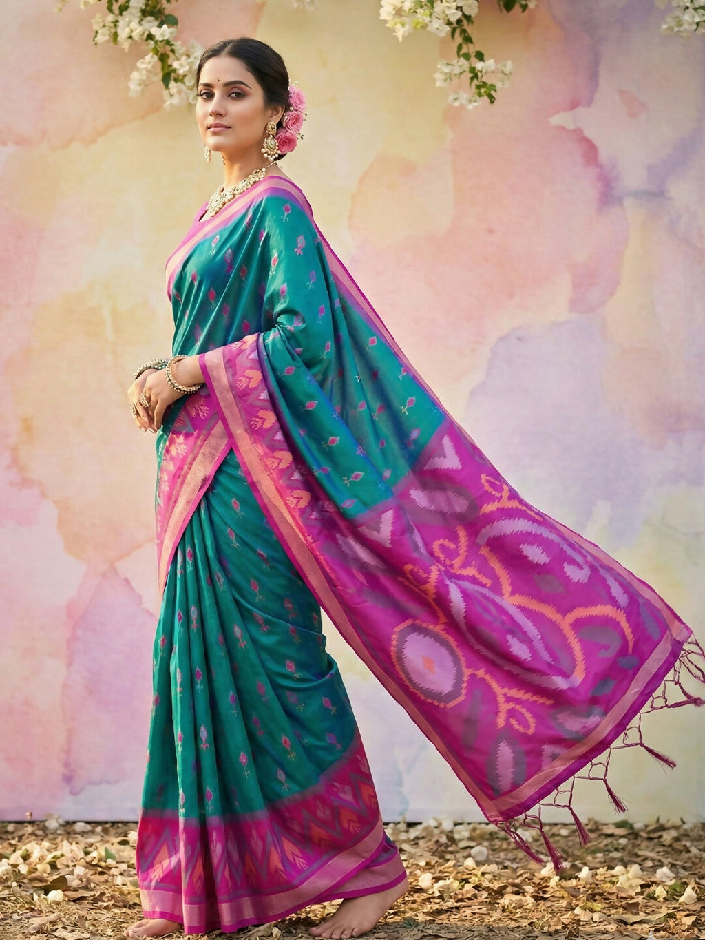 Sky Blue Soft Silk Saree with Coordinating Blouse